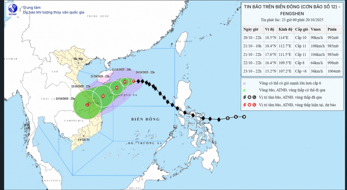 bao so 12 giat cap 12, cach dac khu hoang sa khoang 270km hinh anh 1