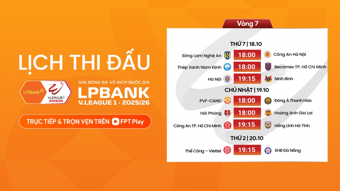 lich thi dau va truc tiep vong 7 v-league 2025 2026 tam diem hang Day hinh anh 1