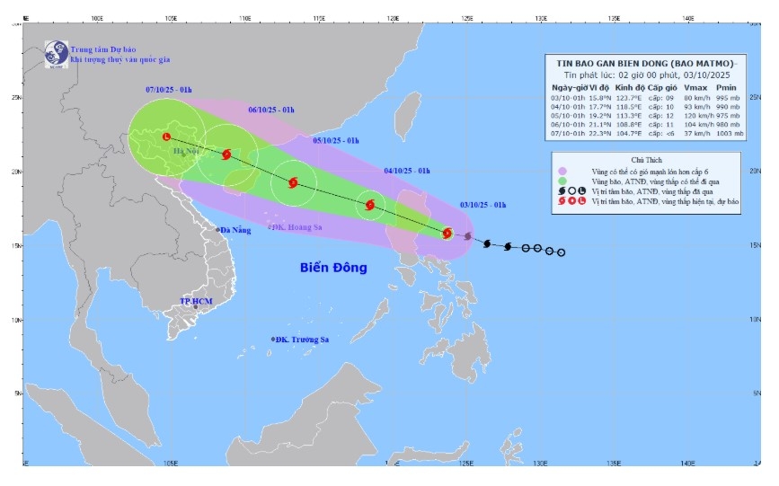 bão matmo giật cấp 13 đang hướng vào biển Đông hình ảnh 1 bao matmo giat cap 13 dang huong vao bien Dong hinh anh 1
