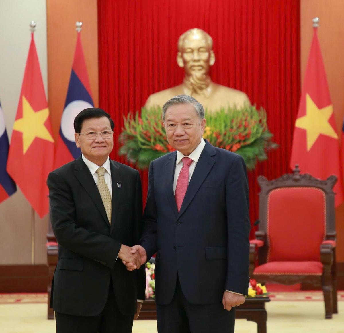 Tổng Bí thư Tô Lâm tiếp Tổng Bí thư, Chủ tịch nước Lào