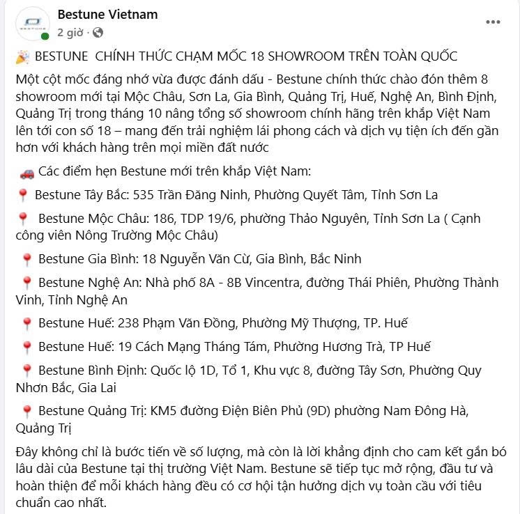 tuyen bo da co 18 showroom, bestune viet nam that su co he thong phan phoi hinh anh 1