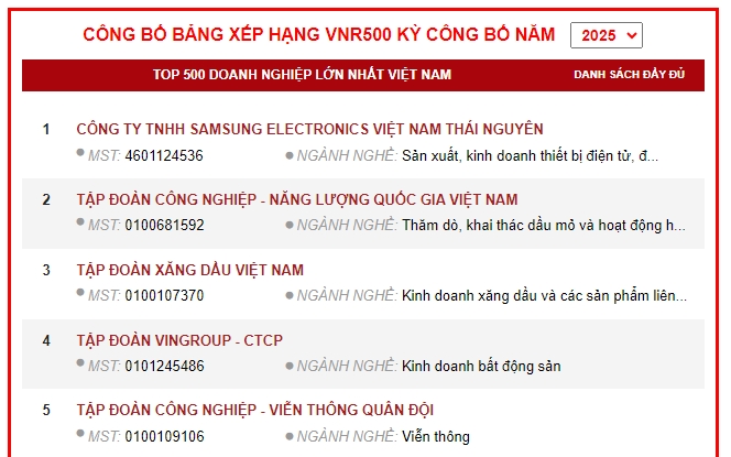 vietnam s 500 largest enterprise list announced picture 1