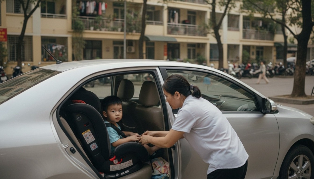 Có thể lựa chọn đai trẻ em, ghế trẻ em hoặc đệm trẻ em