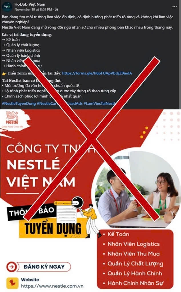 nestle viet nam canh bao tinh trang lua dao tuyen dung mao danh hinh anh 3