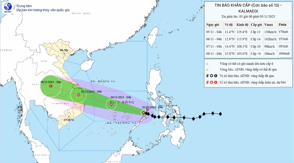 bão kalmaegi đã vào biển Đông thành cơn bão số 13, có thể đạt cấp 14, giật cấp 17 hình ảnh 1 bao kalmaegi da vao bien Dong thanh con bao so 13, co the dat cap 14, giat cap 17 hinh anh 1