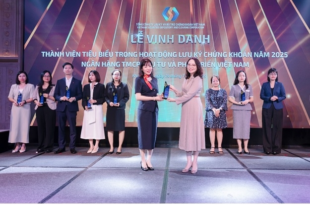 BIDV - Top 10 thành viên tiêu biểu trong hoạt động lưu ký chứng khoán năm 2025