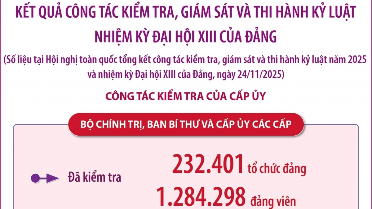 Kết quả công tác kiểm tra, giám sát và thi hành kỷ luật Đảng nhiệm kỳ Đại hội XIII