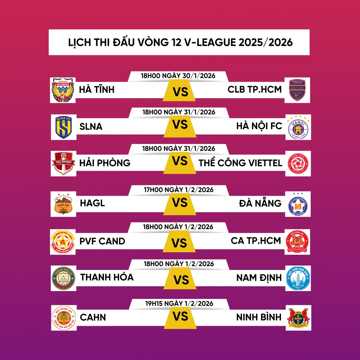 lich thi dau vong 12 v-league 2025 2026 cahn dai chien ninh binh hinh anh 1