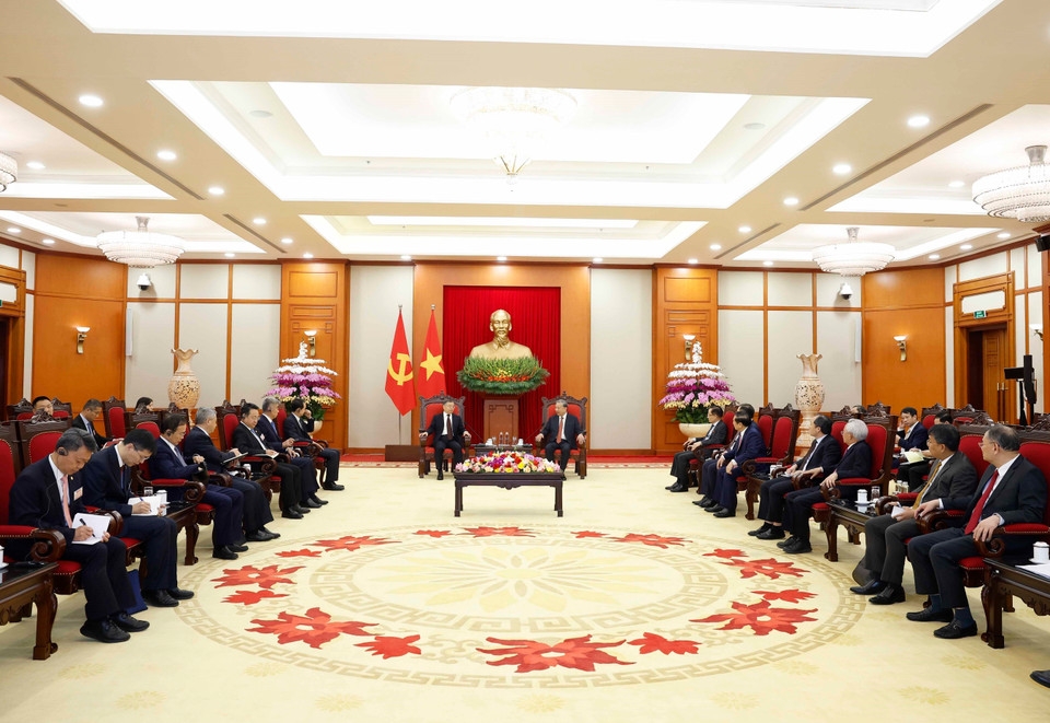 Tổng Bí thư Tô Lâm tiếp Trưởng Ban Tuyên truyền Trung ương Trung Quốc