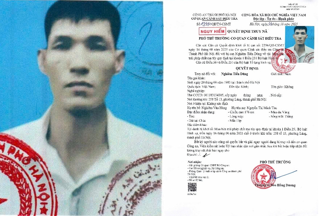 Truy nã nóng Nghiêm Tiến Dũng – ông trùm ma túy đang bỏ trốn