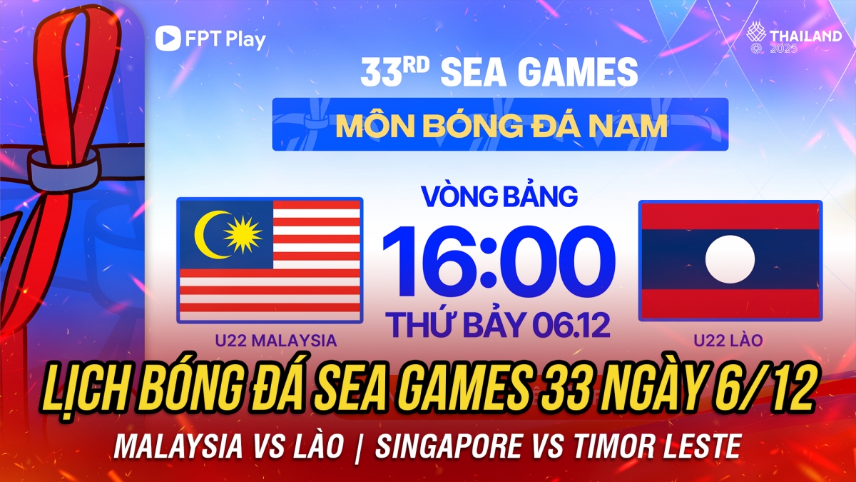 Lịch thi đấu và trực tiếp bóng đá SEA Games 33 hôm nay 6/12