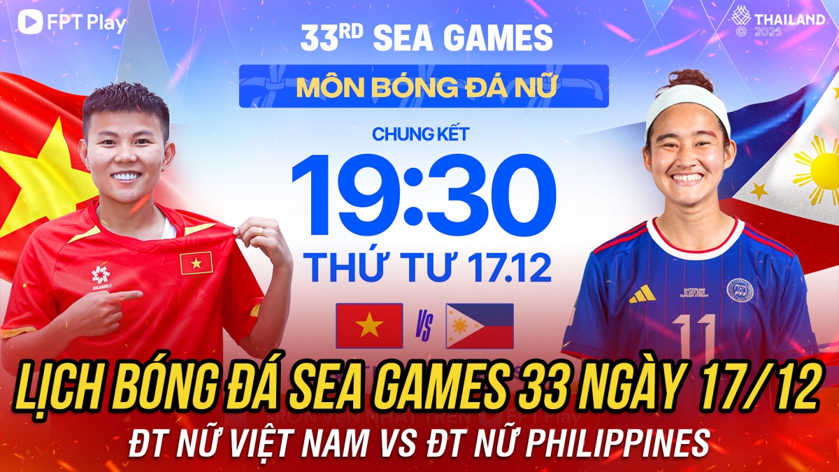 Lịch thi đấu và trực tiếp bóng đá SEA Games 33 hôm nay 17/12