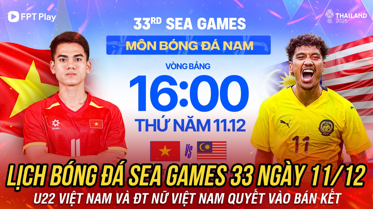 Lịch thi đấu và trực tiếp bóng đá SEA Games 33 hôm nay 11/12