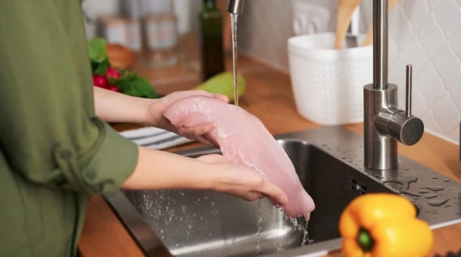 Rửa thịt sống dưới vòi nước chảy có thể làm tăng nguy cơ ngộ độc thực phẩm