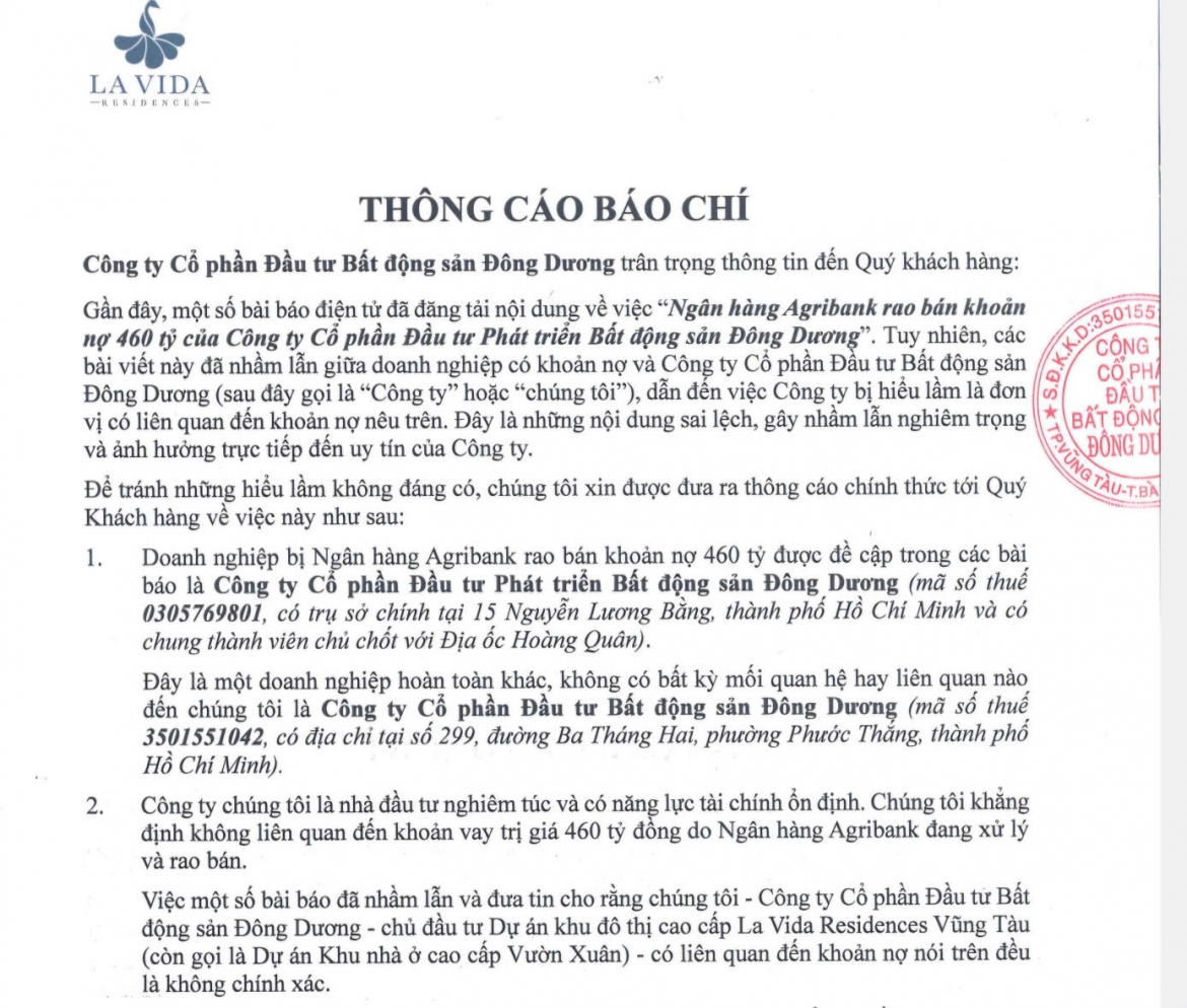chu dau tu lavida residences thong tin khong lien quan den khoan no 460 ty dong hinh anh 1
