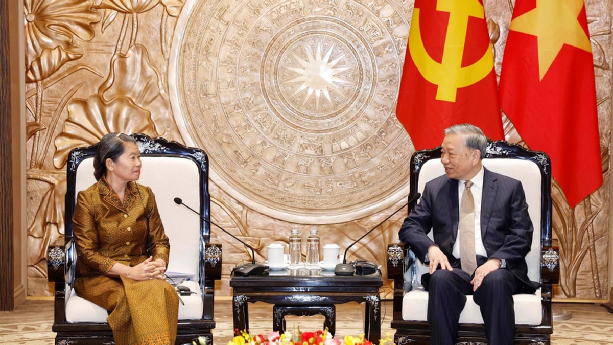 Tổng Bí thư Tô Lâm tiếp Đoàn đại biểu Đảng Nhân dân Campuchia