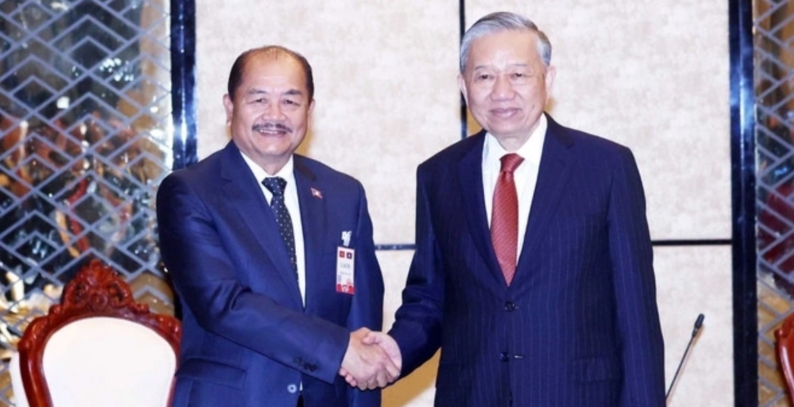 Tổng Bí thư Tô Lâm tiếp Chủ tịch Mặt trận Lào xây dựng đất nước