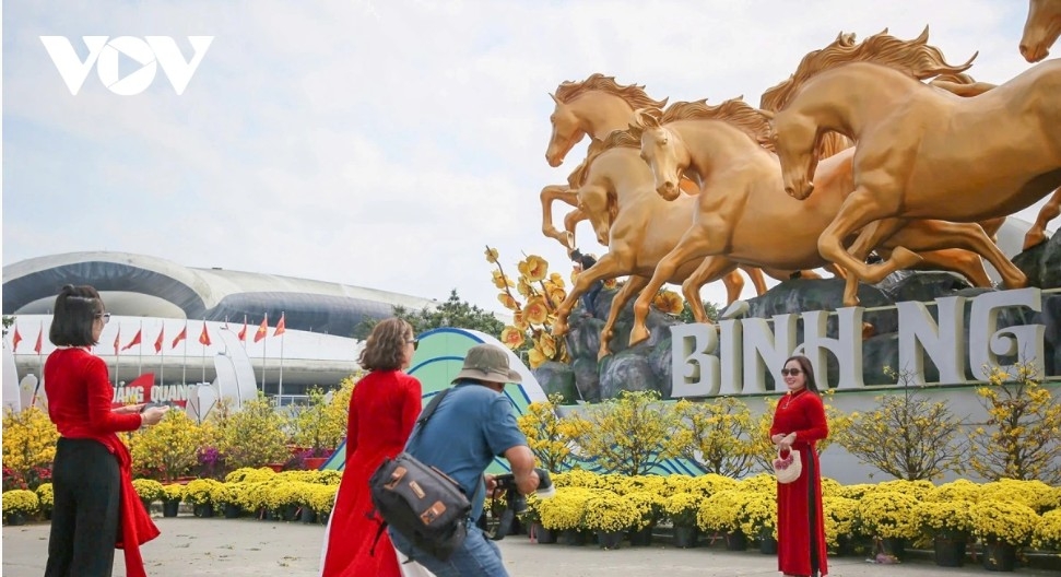 giant eight horses installation draws visitors at ha long bay flower boulevard picture 2