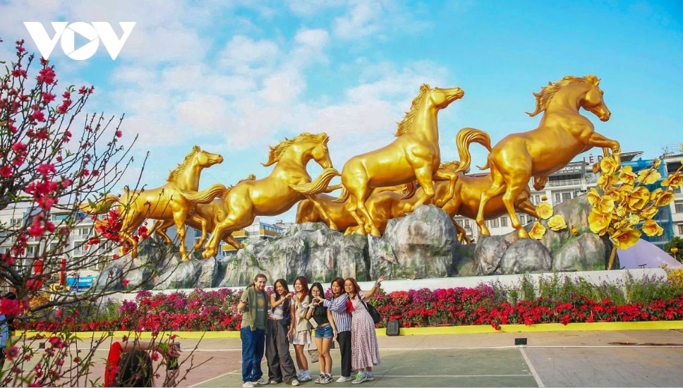 giant eight horses installation draws visitors at ha long bay flower boulevard picture 3