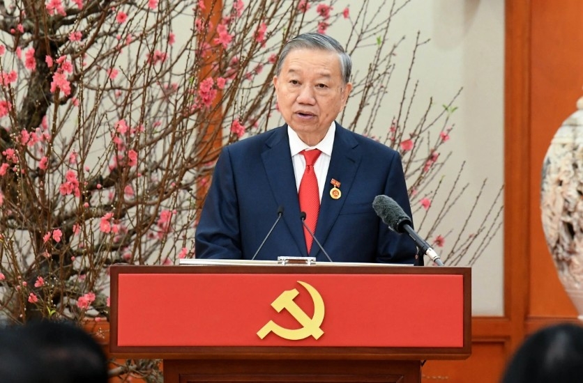 45-year party membership badge presented to general secretary to lam picture 3