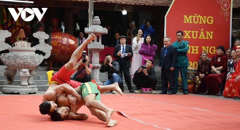 foreign wrestlers compete at mai dong traditional wrestling festival picture 12