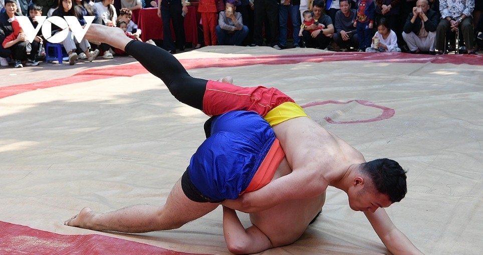 foreign wrestlers compete at mai dong traditional wrestling festival picture 13