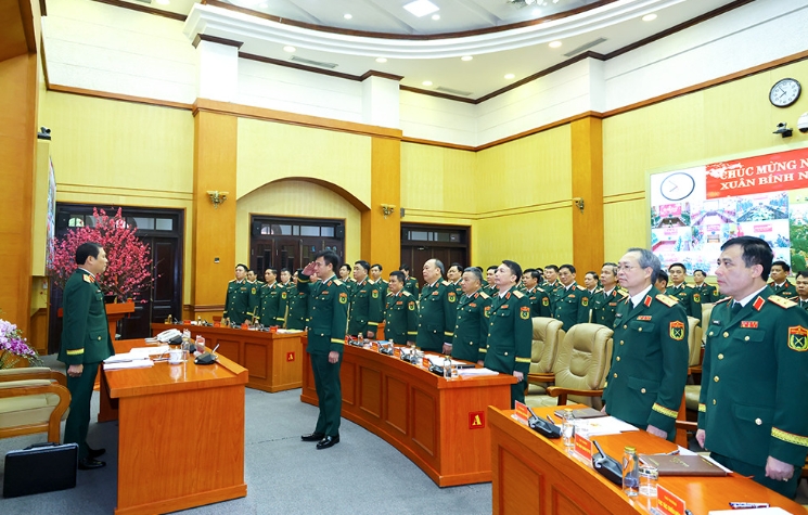Đại tướng Nguyễn Tân Cương chủ trì giao ban đầu Xuân toàn quân