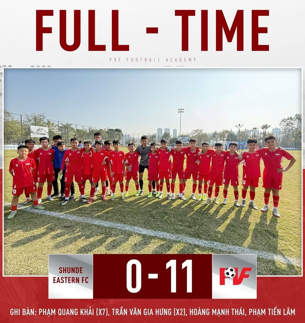 u13 pvf crush shunde eastern 11 0 in dominant display in china picture 1