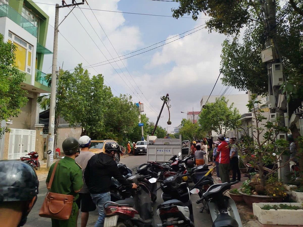 xe cau cay nghi cham vao duong day dien, tai xe tu vong hinh anh 1