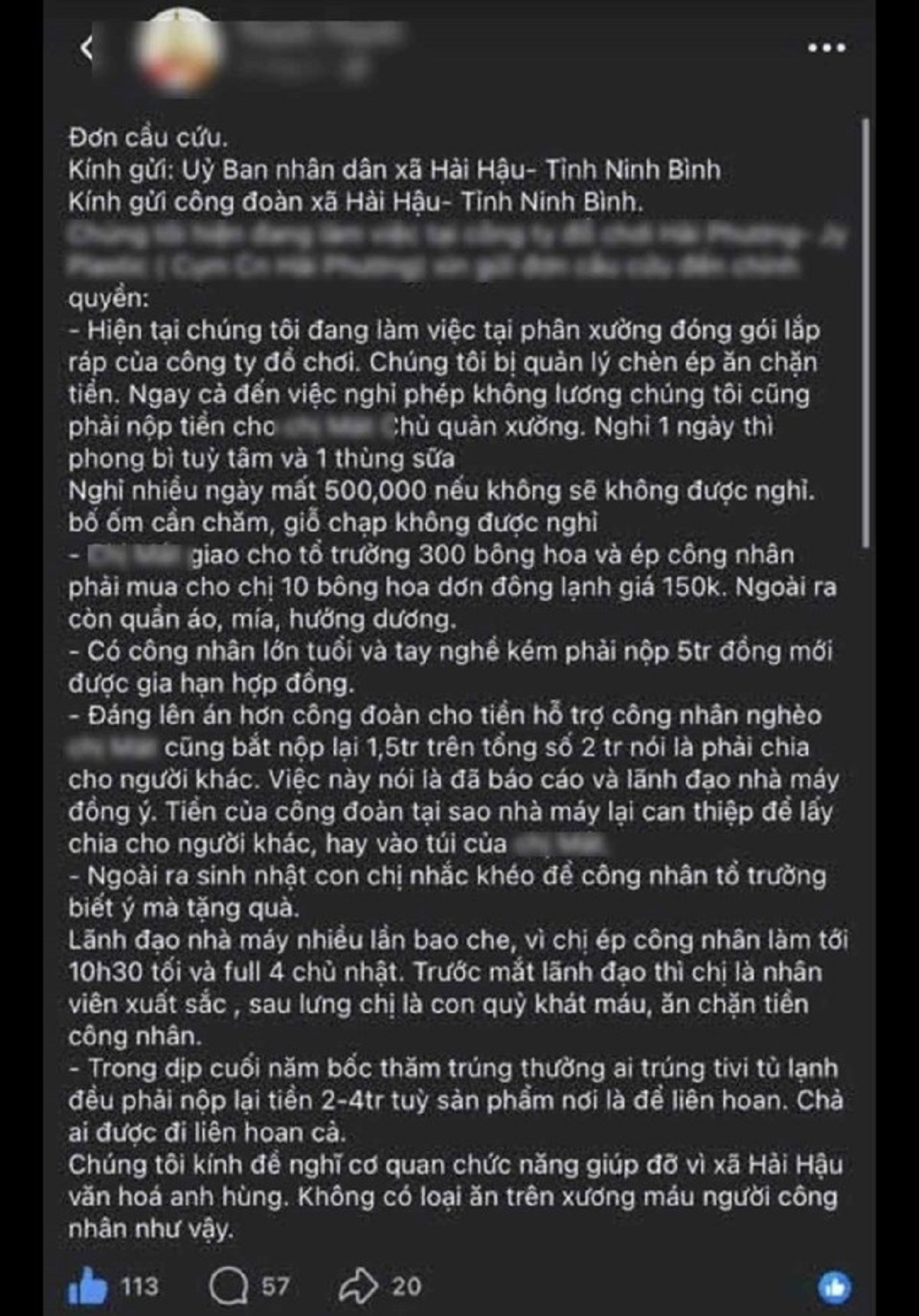 ninh binh xon xao thong tin cong nhan to bi chen ep lan truyen tren mang hinh anh 1