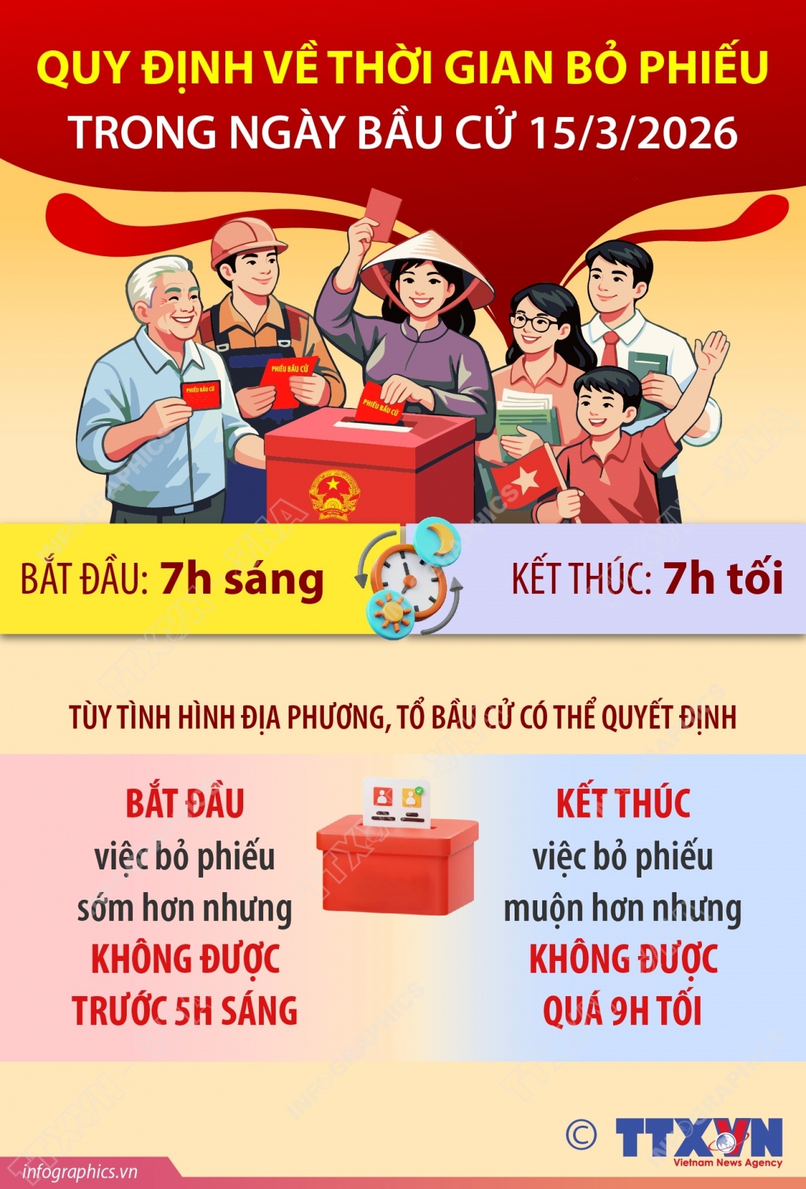 quy dinh ve thoi gian bo phieu trong ngay bau cu 15 3 2026 hinh anh 1
