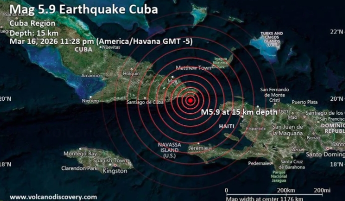 Động đất mạnh 5,8 độ gây rung chấn tại Cuba