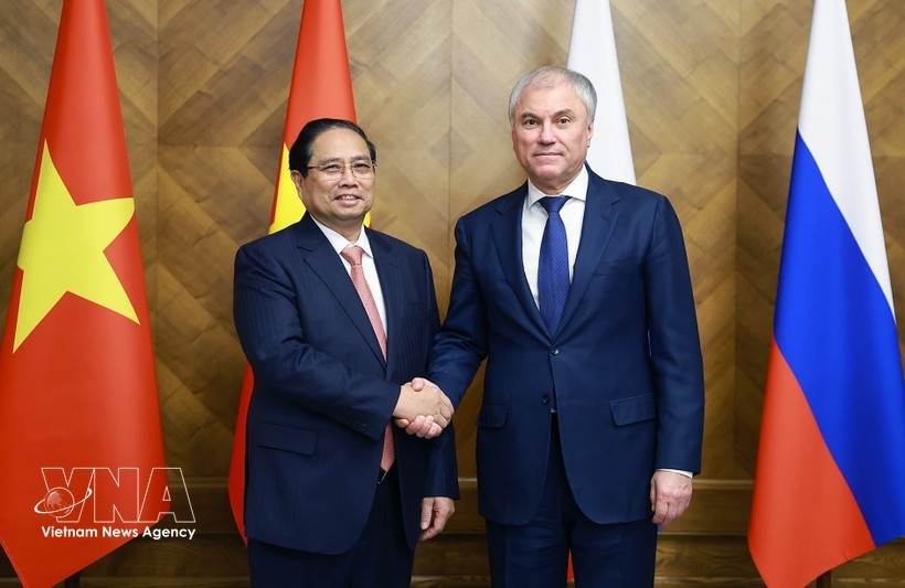 pm pham minh chinh meets with chairman of russian state duma vyacheslav volodin picture 1