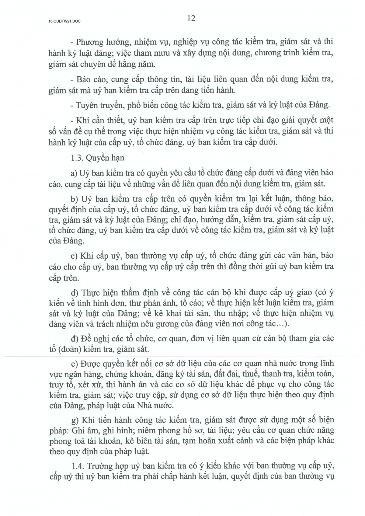 quy dinh so 21-qD tw ve cong tac kiem tra, giam sat, ky luat cua Dang hinh anh 12