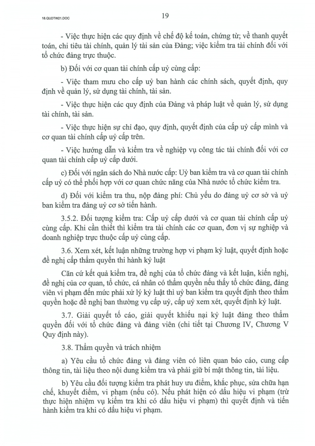 quy dinh so 21-qD tw ve cong tac kiem tra, giam sat, ky luat cua Dang hinh anh 19