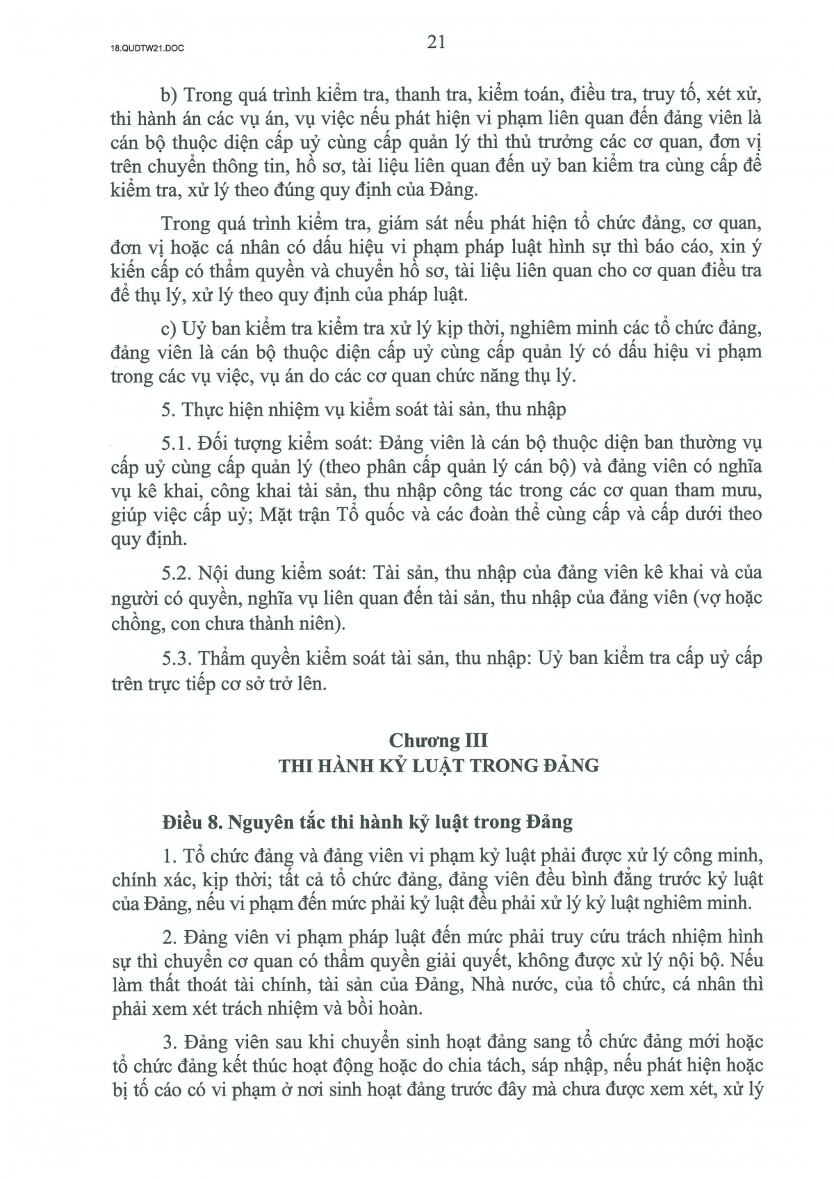 quy dinh so 21-qD tw ve cong tac kiem tra, giam sat, ky luat cua Dang hinh anh 21