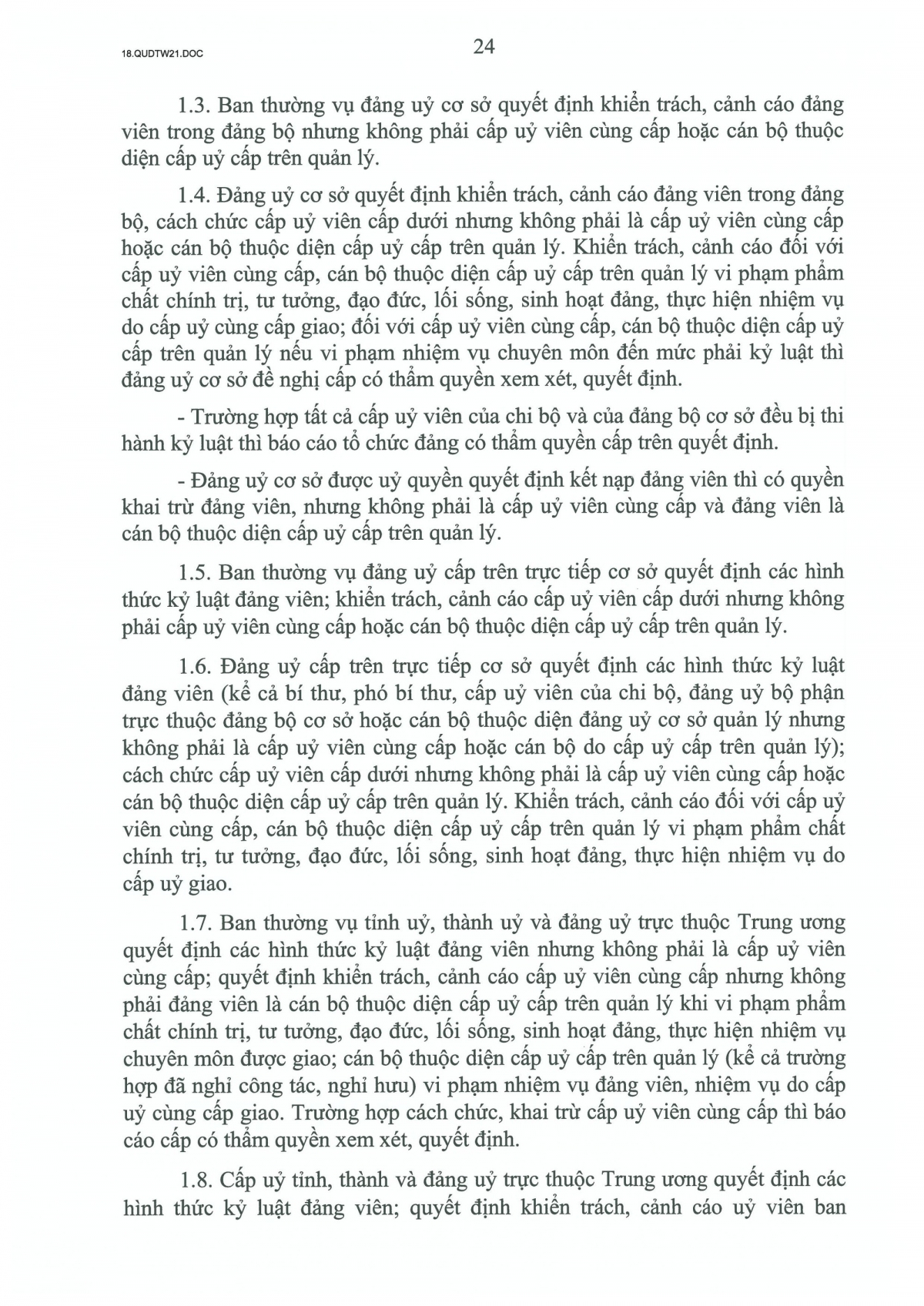 quy dinh so 21-qD tw ve cong tac kiem tra, giam sat, ky luat cua Dang hinh anh 24