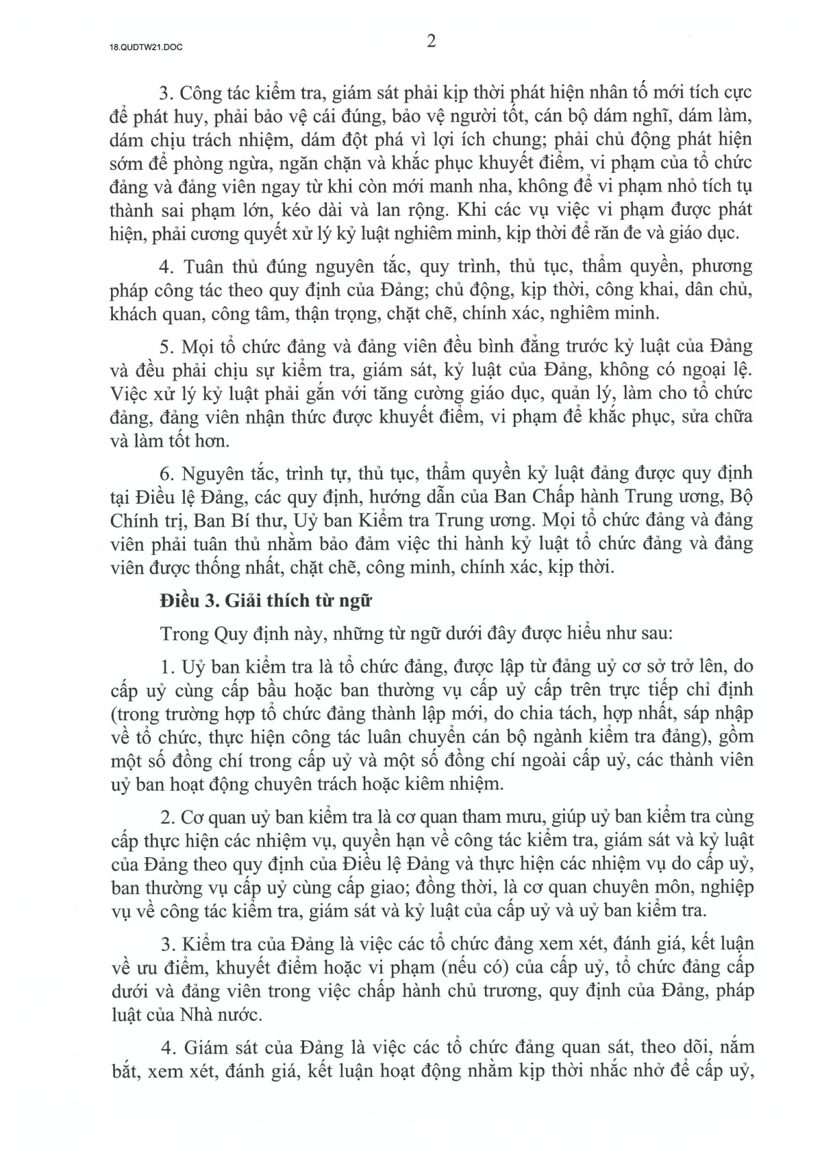 quy dinh so 21-qD tw ve cong tac kiem tra, giam sat, ky luat cua Dang hinh anh 2