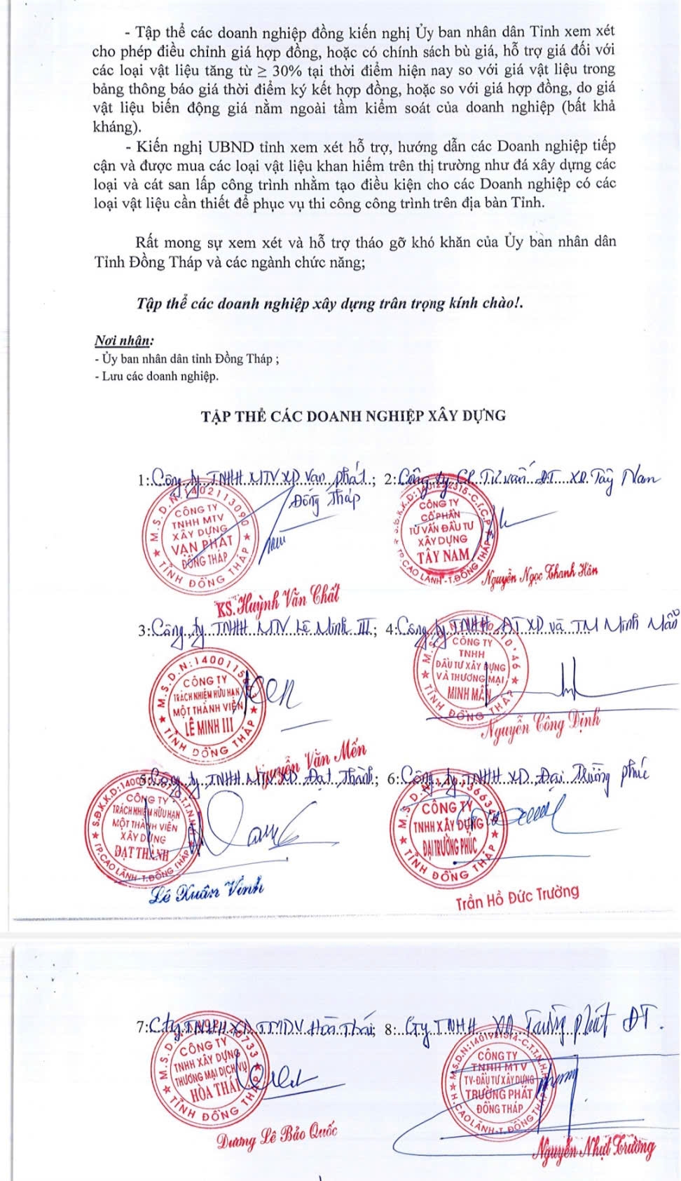 nhieu doanh nghiep ky don cau cuu ubnd tinh Dong thap thao go cac kho khan hinh anh 4