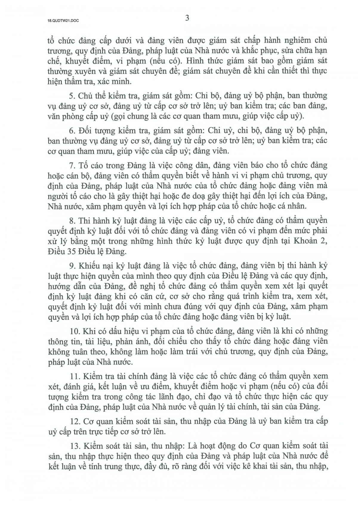 quy dinh so 21-qD tw ve cong tac kiem tra, giam sat, ky luat cua Dang hinh anh 3