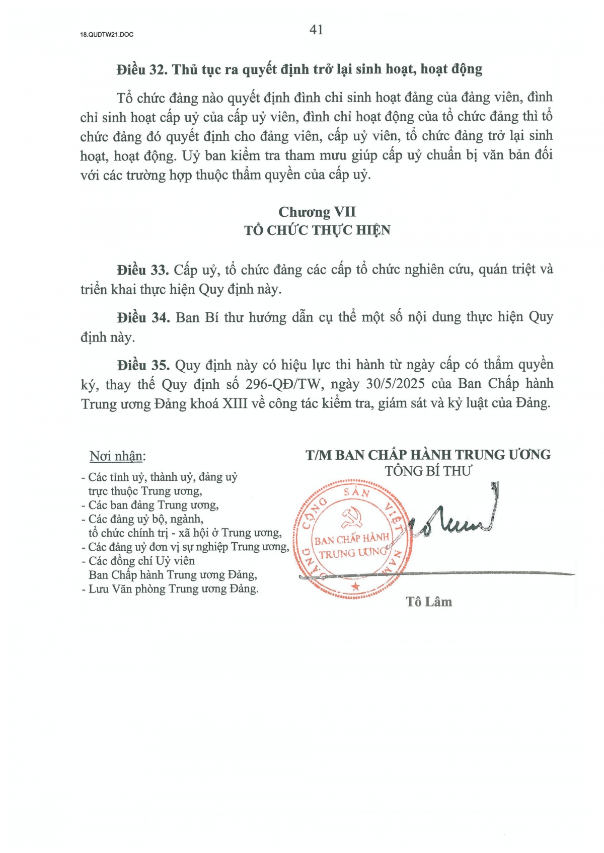 quy dinh so 21-qD tw ve cong tac kiem tra, giam sat, ky luat cua Dang hinh anh 41