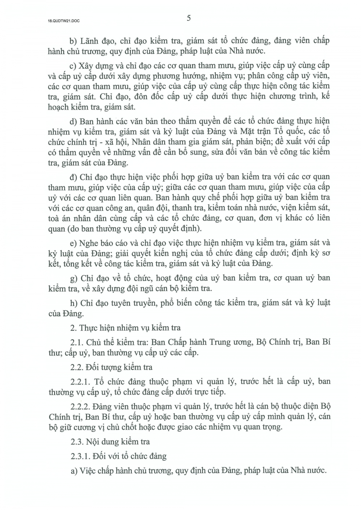 quy dinh so 21-qD tw ve cong tac kiem tra, giam sat, ky luat cua Dang hinh anh 5