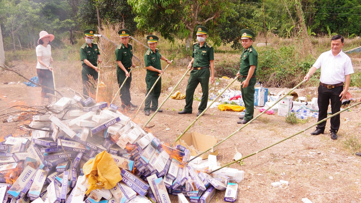 bo doi bien phong Dong nai tieu huy hon 10.600 bao thuoc la lau hinh anh 1