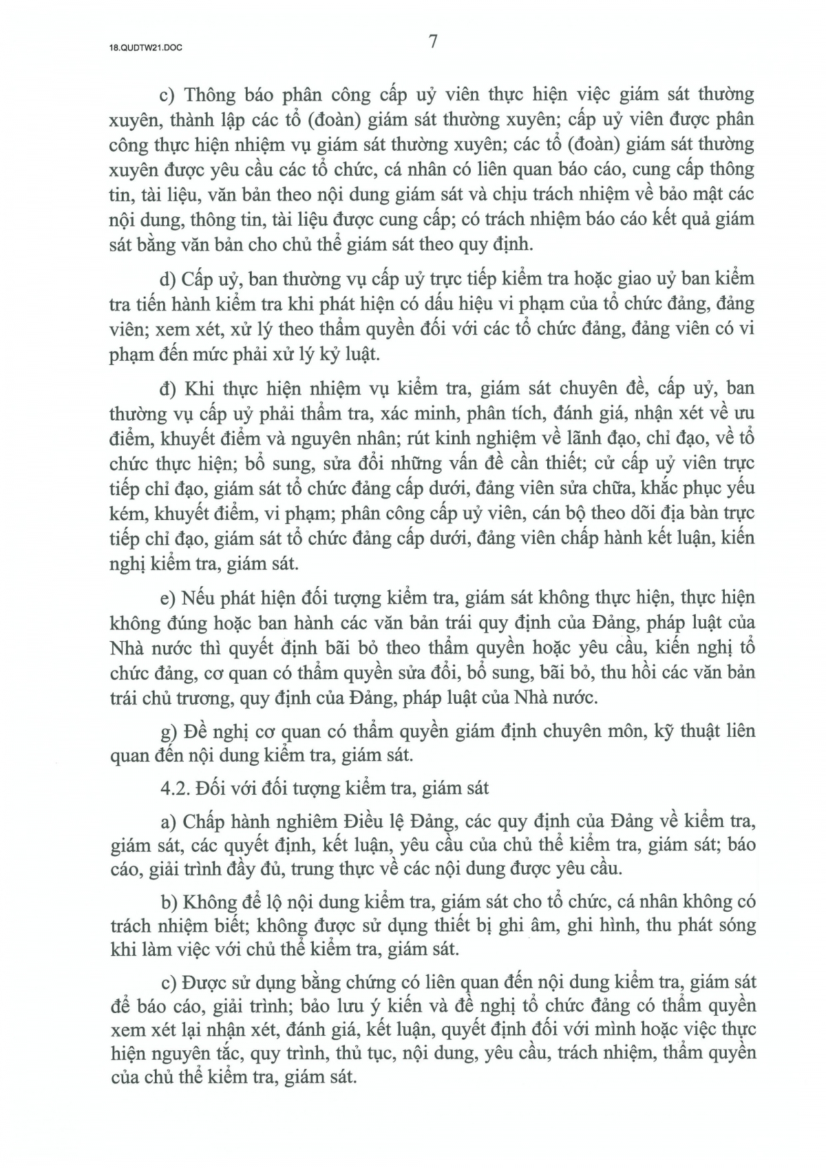 quy dinh so 21-qD tw ve cong tac kiem tra, giam sat, ky luat cua Dang hinh anh 7