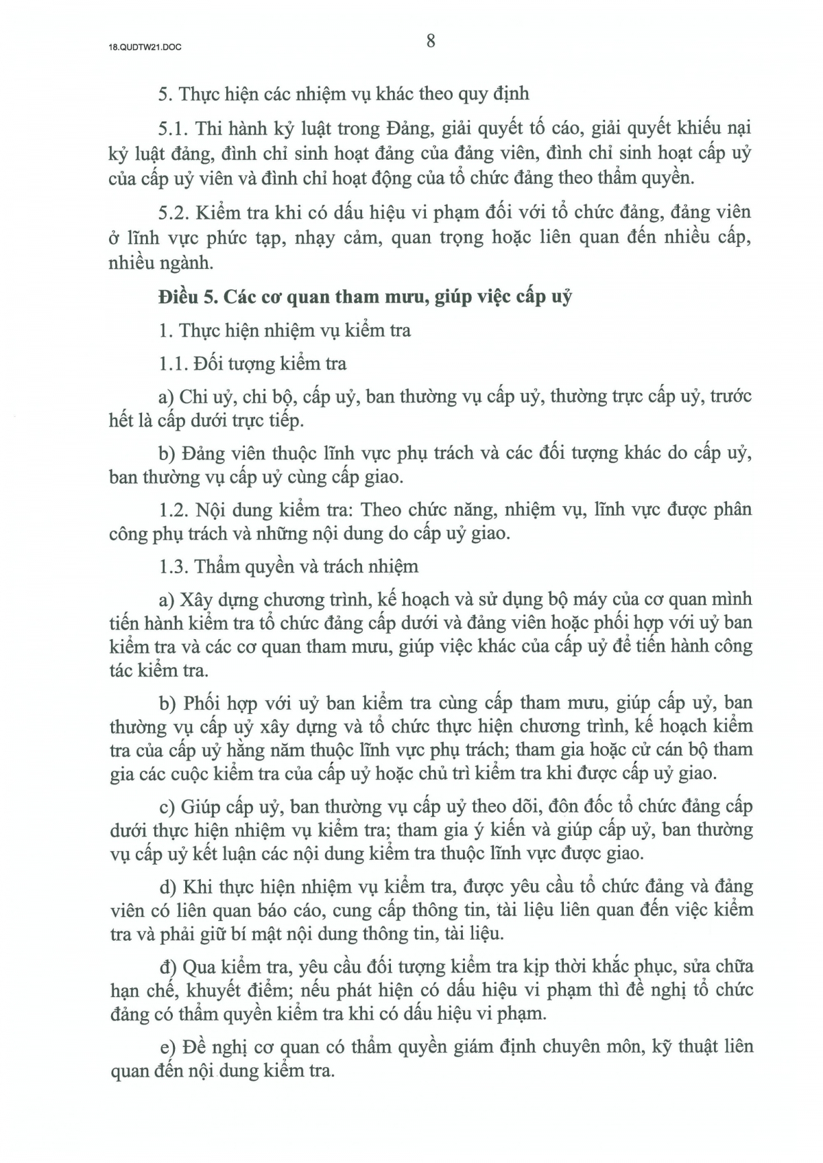 quy dinh so 21-qD tw ve cong tac kiem tra, giam sat, ky luat cua Dang hinh anh 8