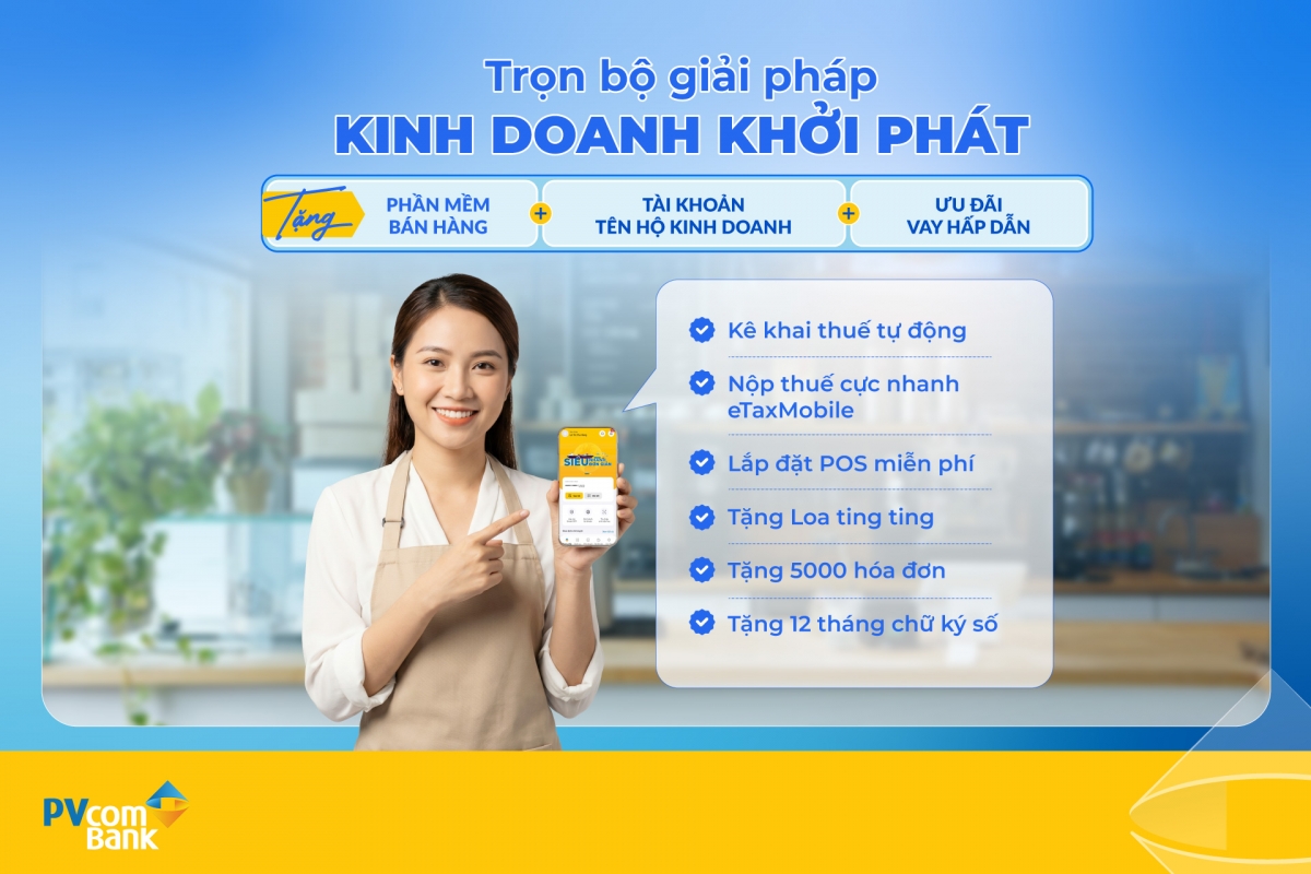 pvcombank cung cap bo giai phap ho tro ho kinh doanh chuan hoa tai khoan va thue hinh anh 1