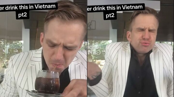 clip anh tay rung minh khi uong ca phe den viet nam khien dan mang cuoi bo hinh anh 1