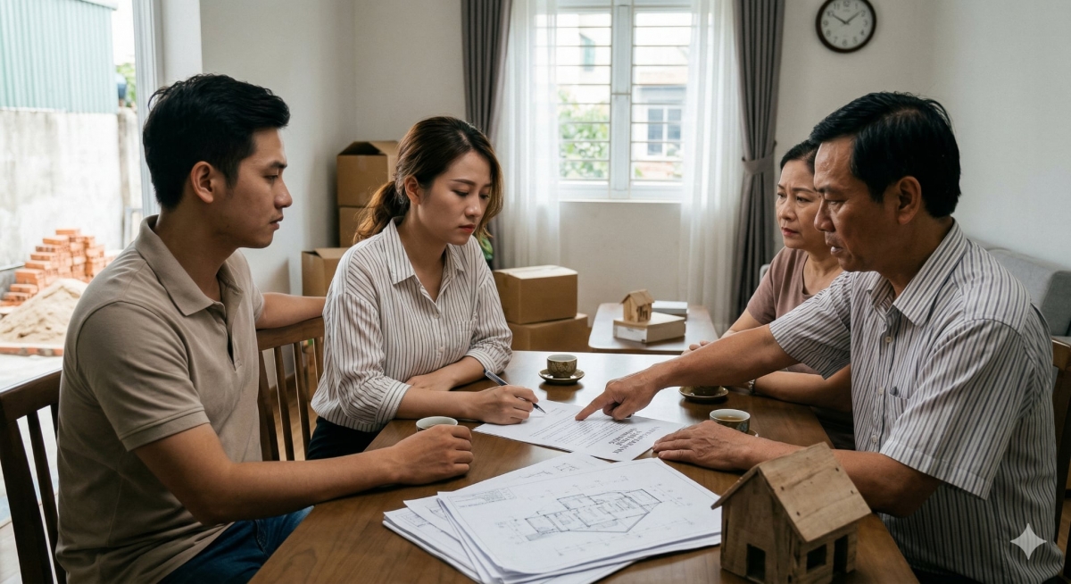 Bố mẹ chồng cho riêng con trai đất, con dâu có nên đổ tiền vào xây nhà?