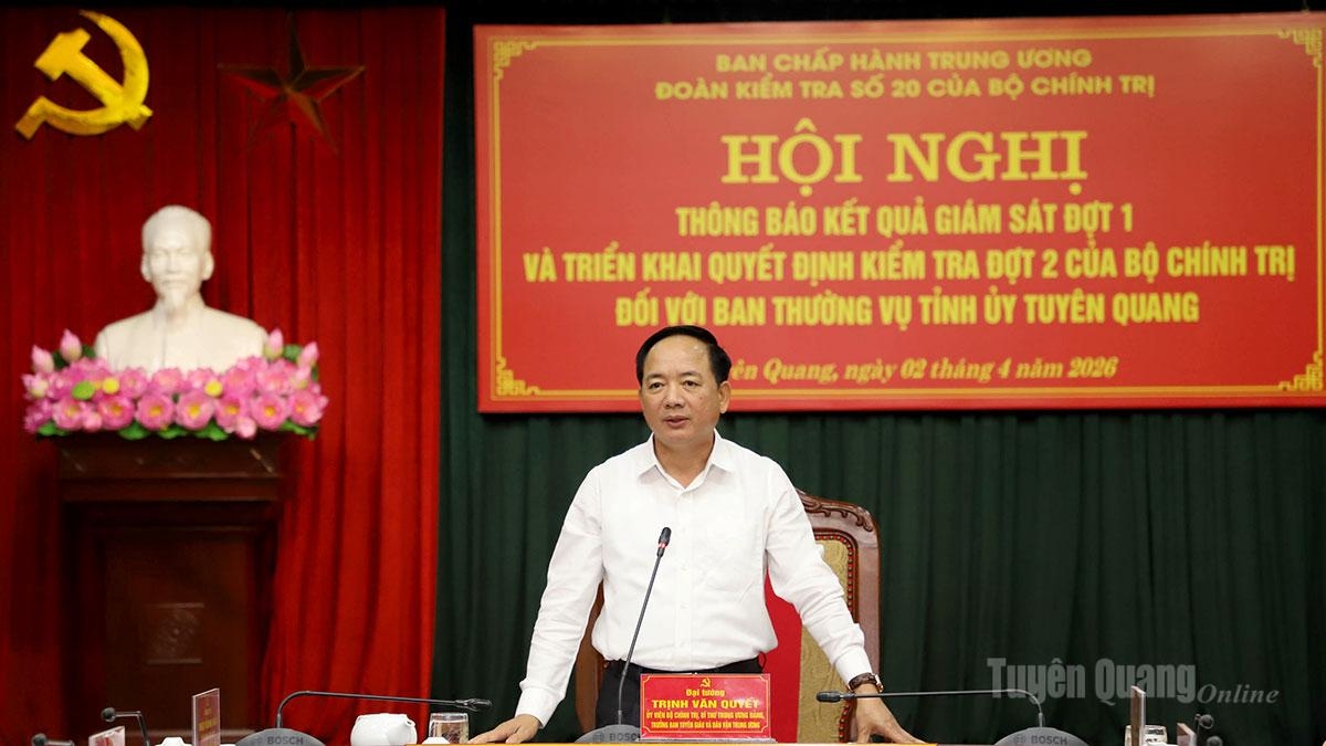 thong bao ket qua kiem tra, giam sat doi voi ban thuong vu tinh uy tuyen quang hinh anh 2