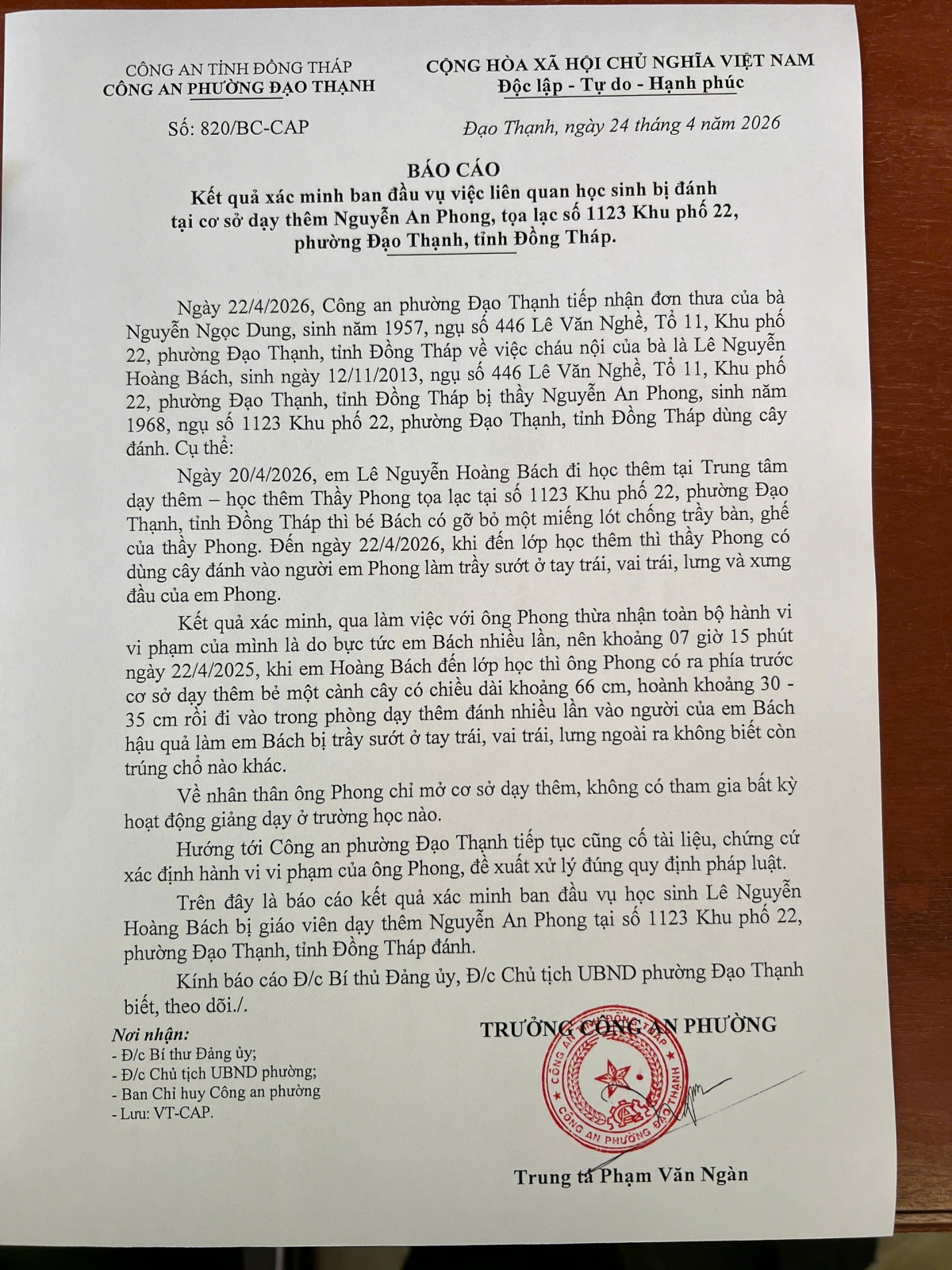 Dong thap tam dinh chi co so day them do thay giao danh hoc sinh hinh anh 2